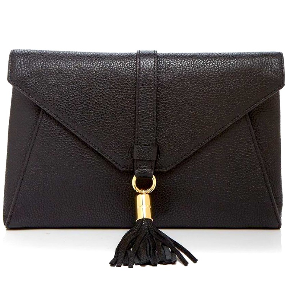 Milly Black Leather Astor Clutch / Crossbody Handbag NWOT